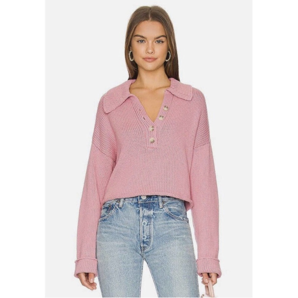 Show Me Your MuMu Pink Knit Crawford Collared Sweater